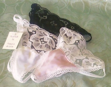 3 silk and lace G strings