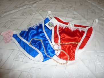 World Cup 2010 two pure silk panties tangas red white and blue