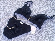 Black silk bra and brief set